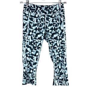 The North Face Blue White Geometric Capri Cropped Athletic Pulse Leggings Pants